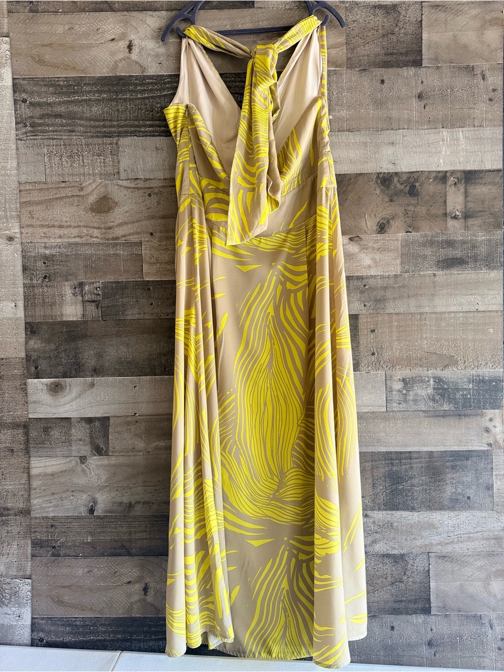 Banana Republic Yellow Patterned Taupe Maxi Dress - Women's Summer Dress - Picture 8 of 13